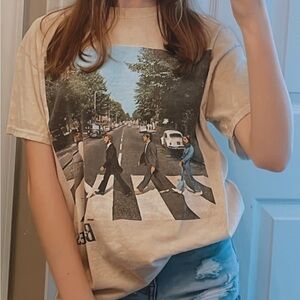 tan vintage style Beatles Abbey Road tee small/medium